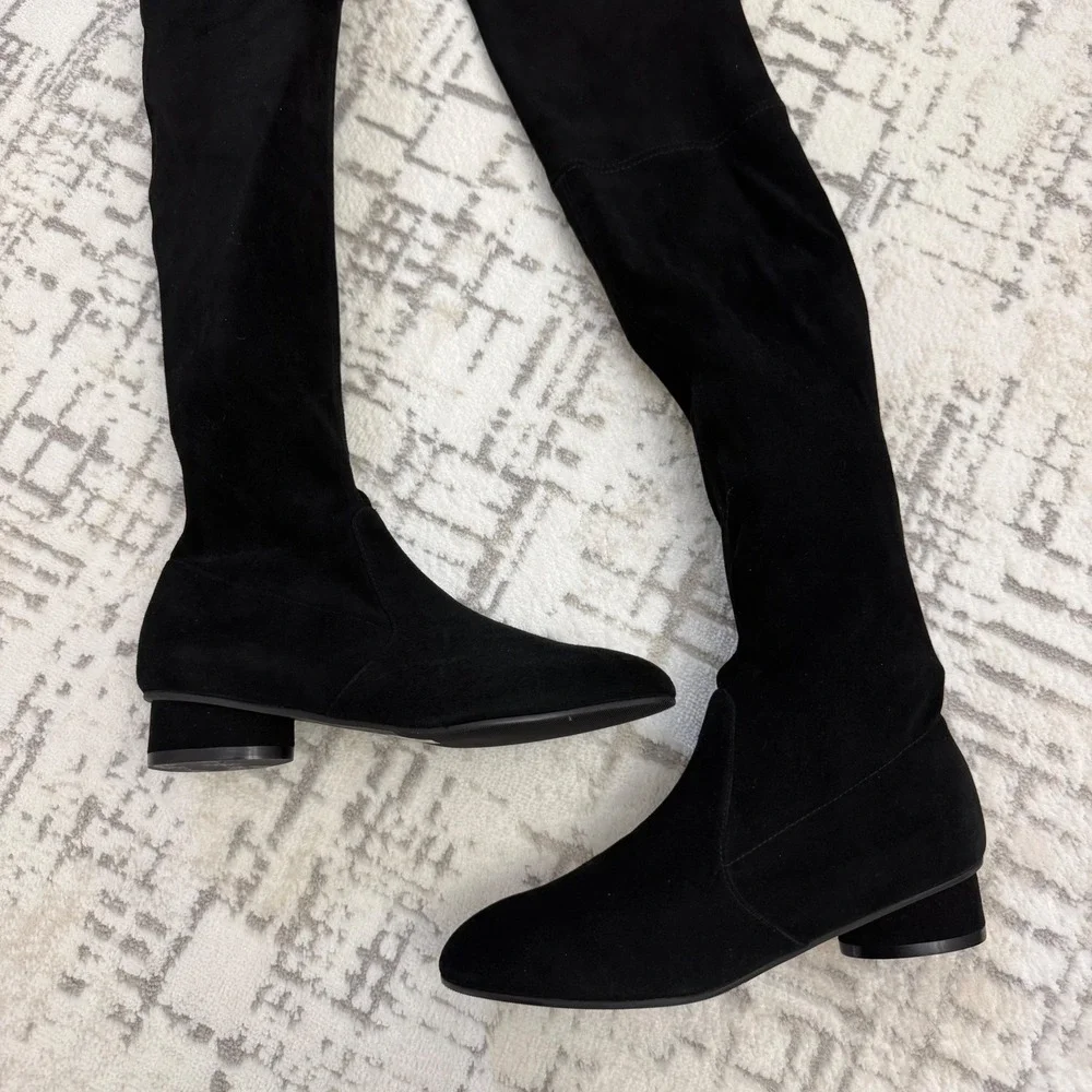 STUART WEITZMAN Genna Stretch-Suede Thigh Boots Pull On Style Drawstring‎ Sz 5